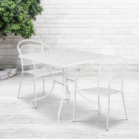 Flash Furniture CO-35SQ-03CHR2-WH-GG 35.5" Square Table Set with 2 Round Back Chairs in White